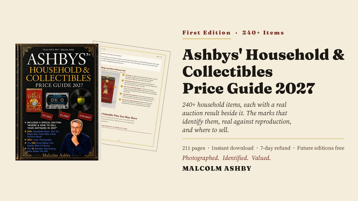 Ashbys' Household and Collectibles Price Guide 2027, cover and a sample page